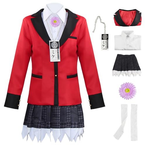 Hallojojo Yumemite Yumemi Cosplay Kostüm Anime Kakegurui Verkleidung Yumemi Yumemite JK Schuluniform Weihnachten Halloween Karneval Party Fancy Kostüm für Erwachsene von Hallojojo