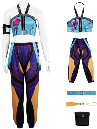 Hallojojo Zoey Kostüm Damen Fasching Cosplay Anime Dämon Jäger Zoey Uniform Set Top Hose Gürtel Tasche Anhänger und Perücke für Halloween Karneval Party Maskenball Fest Verkleidung Hallojojo Zoey Kostüm Damen Fasching Cosplay Anime Dämon Jäger Zoey Uniform Set Top Hose Gürtel Tasche Anhänger und Perücke für Halloween Karneval Party Maskenball Fest Verkleidung von Hallojojo