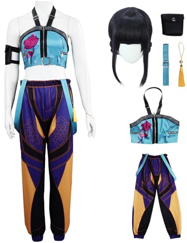 Hallojojo Zoey Kostüm Damen Fasching Cosplay Anime Dämon Jäger Zoey Uniform Set Top Hose Gürtel Tasche Anhänger und Perücke für Halloween Karneval Party Maskenball Fest Verkleidung Hallojojo Zoey Kostüm Damen Fasching Cosplay Anime Dämon Jäger Zoey Uniform Set Top Hose Gürtel Tasche Anhänger und Perücke für Halloween Karneval Party Maskenball Fest Verkleidung von Hallojojo