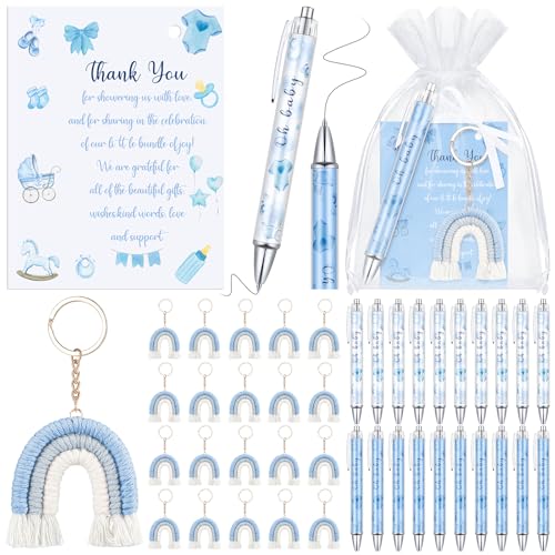 Halloscume 20er-Set Gastgeschenke für Babypartys, Geschenke für Gäste, einziehbare Kugelschreiber, Dankeskarten, Regenbogenwolke, Schlüsselanhänger und Organza-Beutel für Geschlechtsoffenbarung, von Halloscume