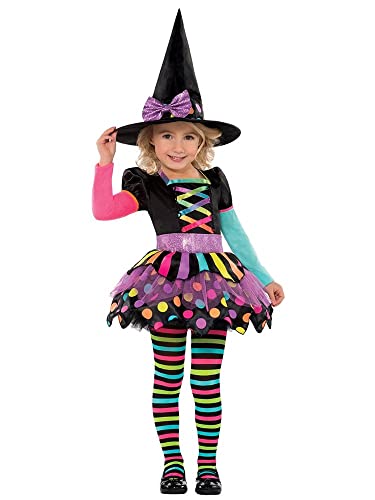 Amscan - Kinderkostüm Bunte Hexe, Kleid, Hexenhut, Strumpfhose, Witch, Zauberer, Mottoparty, Karneval, Halloween von amscan