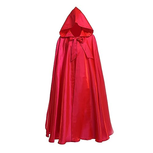 Haloppe Hexenumhang, super weicher Halloween-Umhang mit Hut mit Kapuze, Hexenumhang für Cosplay, Verkleidungspartys, feine Textur, Fotografie-Requisite, Rot, 130 cm von Haloppe