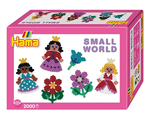 Hama 3505 - Geschenkpackung Kleine Welt Prinzessin und Blumen, ca. 2000 Bügelperlen und 2 Stiftplatten von Hama Perlen