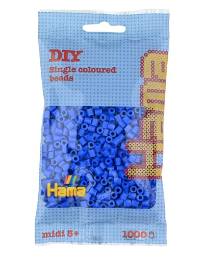 Hama Perlen 207-09 Bügelperlen Beutel mit ca. 1.000 Midi Bastelperlen mit Durchmesser 5 mm in Hellblau, kreativer Bastelspaß für Groß und Klein von HAMA