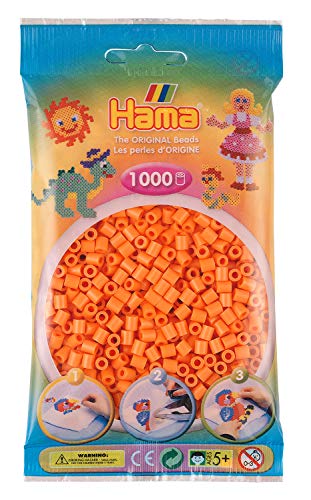 Hama Perlen 207-79 Bügelperlen Beutel mit ca. 1.000 Midi Bastelperlen mit Durchmesser 5 mm in Apricot, kreativer Bastelspaß für Groß und Klein von HAMA