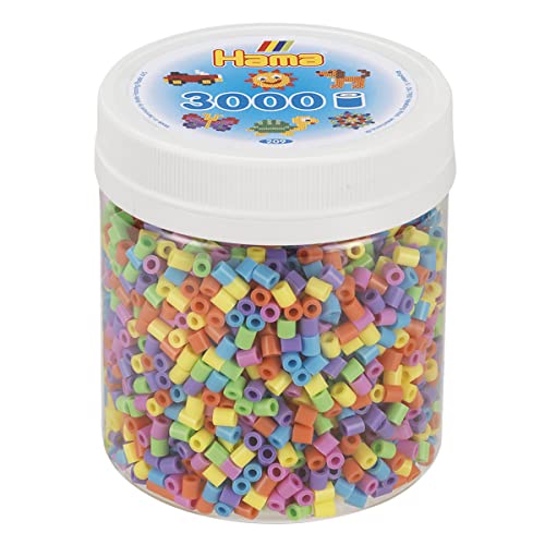 Hama Perlen 209-50 - Bügelperlen Dose mit ca. 3000 Midi Bastelperlen mit Durchmesser 5 mm, in Pastell Mix, kreativer Bastelspaß für Groß und Klein von HAMA