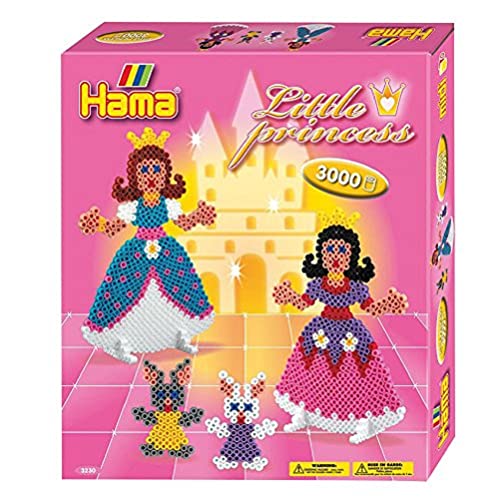 Hama Perlen 3230 Geschenk-Set Prinzessinnen mit ca. 3.000 Midi Bügelperlen mit Durchmesser 5 mm, Motivvorlagen und Stiftplatte, inkl. Bügelpapier, kreativer Bastelspaß für Groß und Klein von HAMA