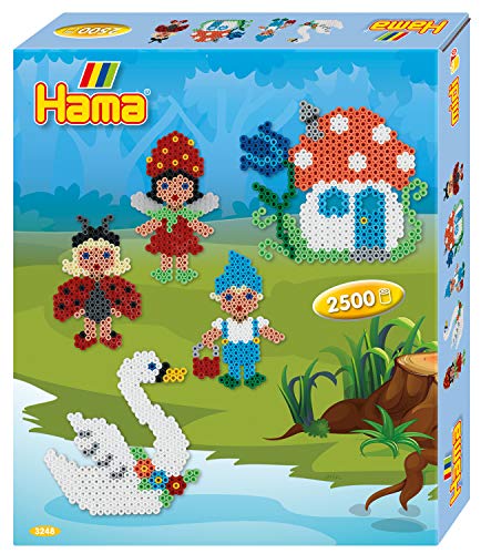 Hama Perlen 3248 Geschenk-Set Elfenland mit ca. 2.500 bunten Midi Bügelperlen mit Durchmesser 5 mm, Motivvorlage und Stiftplatte, inkl. Bügelpapier, kreativer Bastelspaß für Groß und Klein von Hama