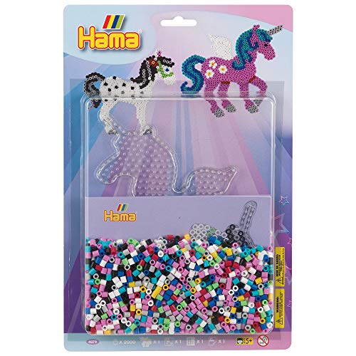 Hama Perlen 4079 Set Pegasus mit ca. 2.000 bunten Midi Bügelperlen mit Durchmesser 5 mm, Stiftplatte, inkl. Bügelpapier, kreativer Bastelspaß für Groß und Klein von Hama