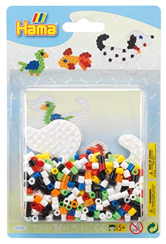 Hama Perlen 4182 Kleines Set Hund mit ca. 450 bunten Midi Bügelperlen mit Durchmesser 5 mm, Stiftplatte, inkl. Bügelpapier, kreativer Bastelspaß für Groß und Klein von Hama Perlen