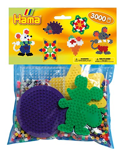 Hama Perlen 4411 Set für Spielgruppen mit ca. 3.000 bunten Midi Bügelperlen mit Durchmesser 5 mm, Motivvorlagen und 4 Stiftplatten, inkl. Bügelpapier, kreativer Bastelspaß für Groß und Klein von Hama