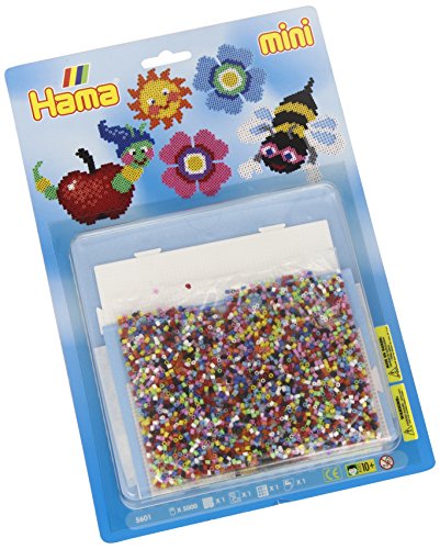 Hama Perlen 5601 Set Wiese mit ca. 5.000 bunten Mini Bügelperlen mit Durchmesser 2,5 mm, Stiftplatte, inkl. Bügelpapier, kreativer Bastelspaß für Groß und Klein von Hama