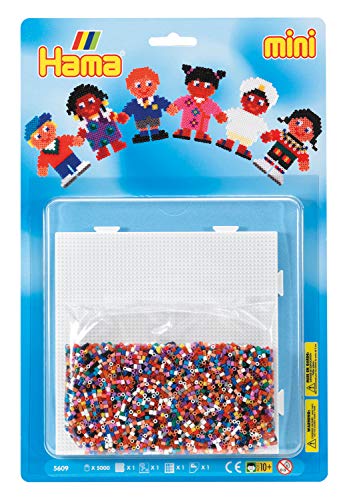 Hama Perlen 5609 Set Kinder mit ca. 5.000 bunten Mini Bügelperlen mit Durchmesser 2,5 mm, Stiftplatte, inkl. Bügelpapier, kreativer Bastelspaß für Groß und Klein von Hama