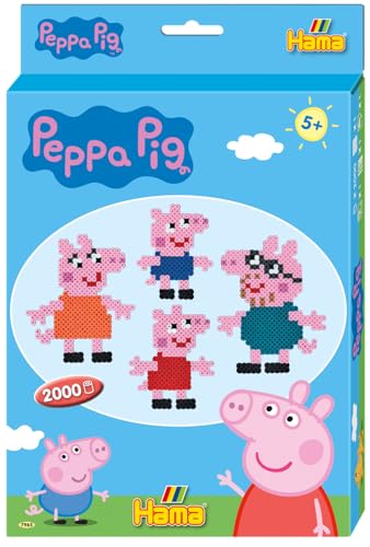 Hama Perlen 7965 Kleines Geschenk-Set Peppa Wutz mit ca. 2.000 bunten Midi Bügelperlen mit Durchmesser 5 mm, Stiftplatte, inkl. Bügelpapier, kreativer Bastelspaß für Groß und Klein von Hama