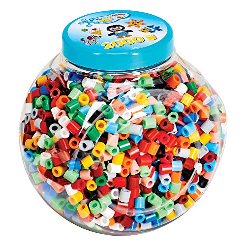 Hama Perlen 8589 Bügelperlen Dose mit ca. 2.000 bunten Maxi Bastelperlen mit Durchmesser 10 mm im Farben Mix, kreativer Bastelspaß für Groß und Klein von Hama