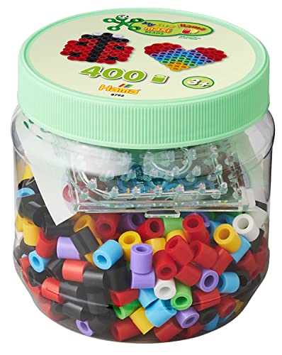 Hama Perlen 8792 Bügelperlen Dose mit Quadrat und Herz, Kreativ-Set mit ca. 400 Maxi-Perlen, 2 kleinen Stiftplatten zum Zusammenstecken, Motivvorlage, Bügelpapier, für Kinder ab 3 Jahren von Hama