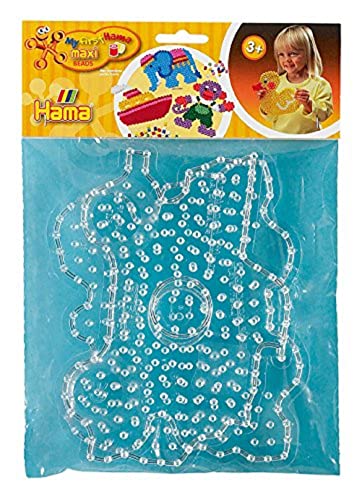 Hama Perlen 8258 Stiftplatten 2er Set für Maxi Bügelperlen mit Durchmesser 10 mm, Motive Schmetterling und Brummi in transparent, kreativer Bastelspaß für Groß und Klein von Hama