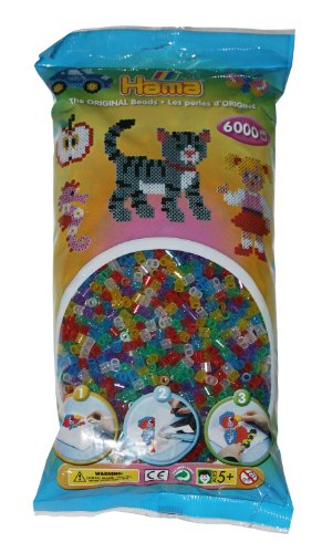 Hama Perlen 205-54 Bügelperlen Beutel mit ca. 6.000 bunten Midi Bastelperlen mit Durchmesser 5 mm im Transparent Glitter Mix, kreativer Bastelspaß für Groß und Klein Hama Perlen 205-54 Bügelperlen Beutel mit ca. 6.000 bunten Midi Bastelperlen mit Durchmesser 5 mm im Transparent Glitter Mix, kreativer Bastelspaß für Groß und Klein von HAMA