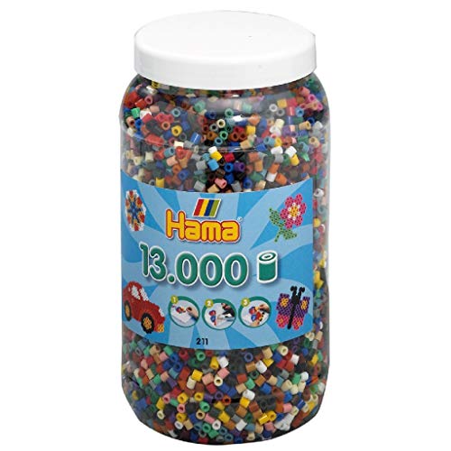 Hama Perlen 211-67 Bügelperlen XXL Dose mit ca. 13.000 bunten Midi Bastelperlen mit Durchmesser 5 mm im Vollton Mix mit 22 Farben, kreativer Bastelspaß für Groß und Klein von Hama Perlen