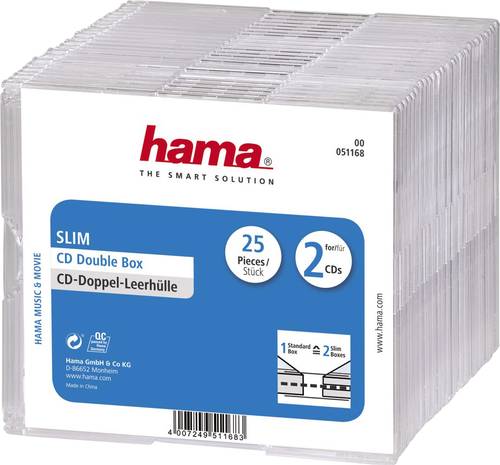 Hama CD Hülle 00051168 2 CDs/DVDs/Blu-rays Transparent Polystyrol 25St. von Hama