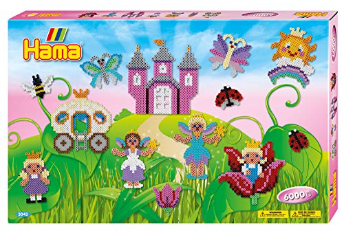 Hama Perlen 3043 Geschenk-Set Feenzauber mit ca. 6.000 bunten Midi Bügelperlen mit Durchmesser 5 mm, 3 Stiftplatten, inkl. Bügelpapier, kreativer Bastelspaß für Groß und Klein von Hama