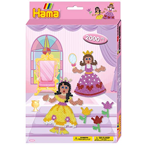 Hama Perlen 3444 Geschenk-Set Prinzessin mit ca. 2.000 bunten Midi Bügelperlen mit Durchmesser 5 mm, Stiftplatte, inkl. Bügelpapier, kreativer Bastelspaß für Groß und Klein von Hama