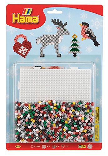 Hama Perlen 4203 Set Weihnachten mit ca. 1.100 bunten Midi Bügelperlen mit Durchmesser 5 mm, Stiftplatte, inkl. Bügelpapier, kreativer Bastelspaß für Groß und Klein von Hama