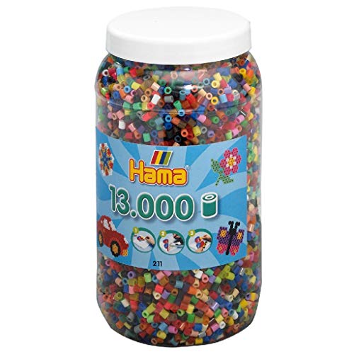 Hama Perlen 211-68 Bügelperlen XXL Dose mit ca. 13.000 bunten Midi Bastelperlen mit Durchmesser 5 mm in 62 Farben, kreativer Bastelspaß für Groß und Klein von Hama Perlen