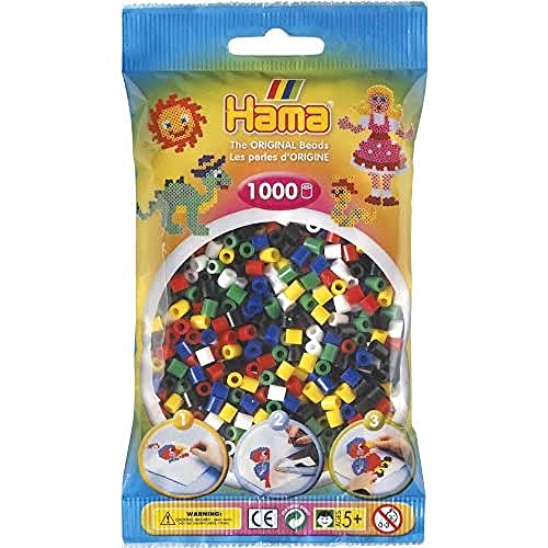 Hama Buegelperlen Midi - Vollton Mix 1000 Perlen (6 Farben) 207-66, Sortiment Basic, 5 mm von Hama