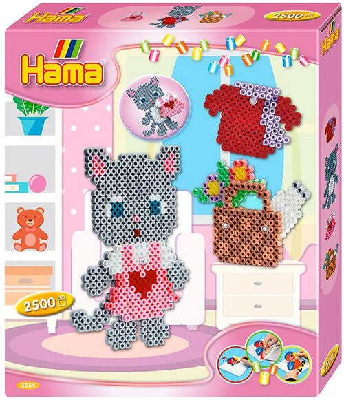 Hama Midi Dress Up Cat Perlenset Geschenkbox 2500 Teile von Hama