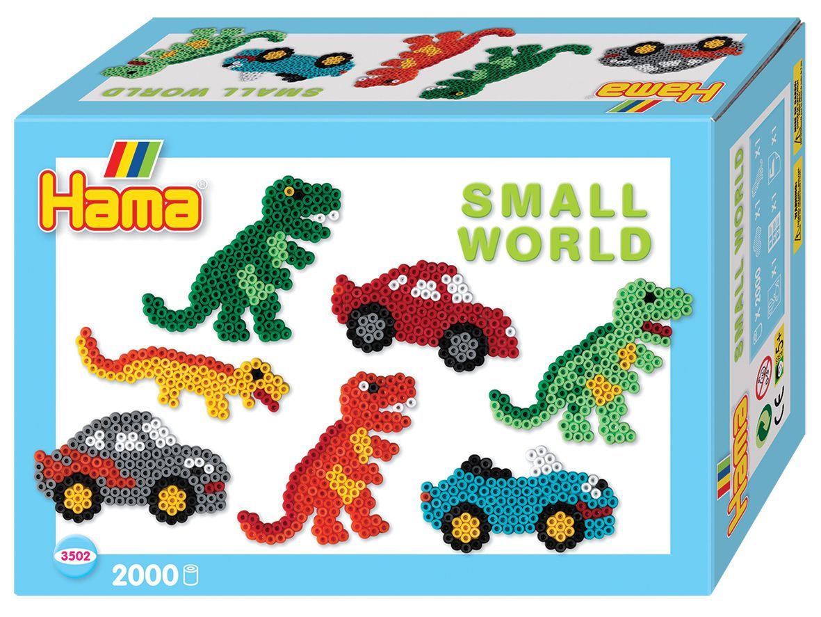 Hama Midi Perlen Geschenkpackung Small World Dino Cars, 2000 Stück von Hama