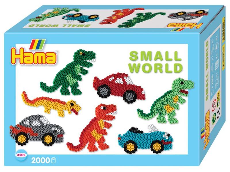 Hama Midi Perlen Geschenkpackung Small World Dino Cars, 2000 Stück von Hama