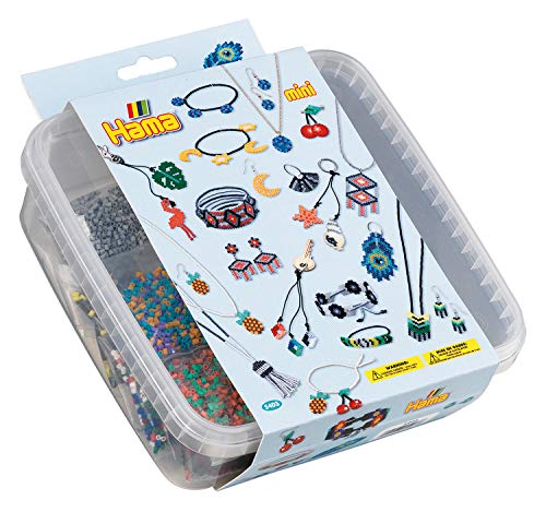 Hama Perlen 5403 Set Kreativbox mit ca. 10.500 bunten Mini Bügelperlen mit Durchmesser 2,5 mm, Motivvorlage und 2 Stiftplatten, inkl. Bügelpapier, kreativer Bastelspaß für Groß und Klein von Hama Perlen