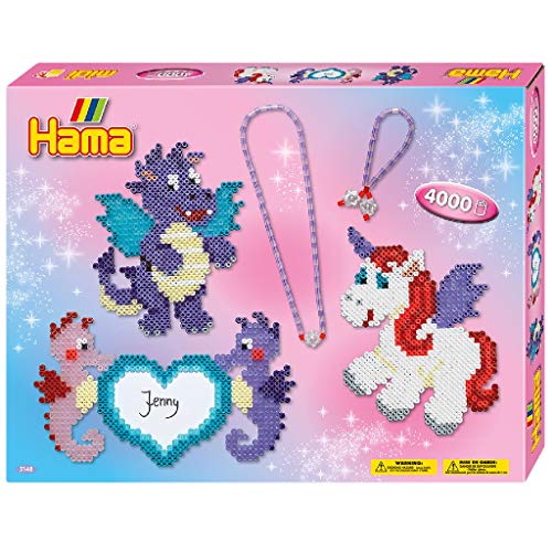 Hama Perlen 3148 Geschenk-Set mit ca. 4.000 bunten Midi Bügelperlen mit Durchmesser 5 mm, 2 Stiftplatten, inkl. Bügelpapier, kreativer Bastelspaß für Groß und Klein von Hama