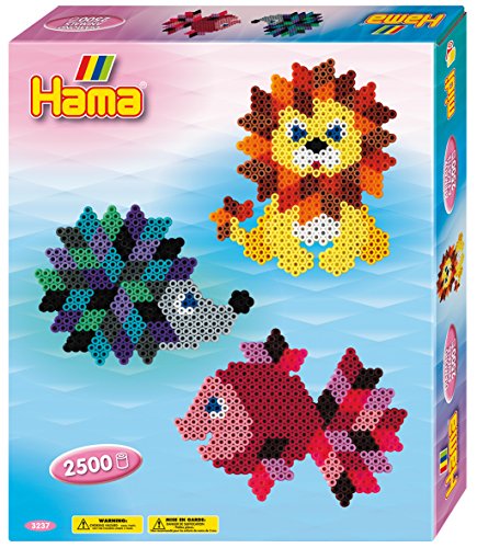 Hama Perlen 3237 Geschenk-Set Kristalltiere mit ca. 2.500 bunten Midi Bügelperlen mit Durchmesser 5 mm, Motivvorlagen und Stiftplatte, inkl. Bügelpapier, kreativer Bastelspaß für Groß und Klein von Hama Perlen