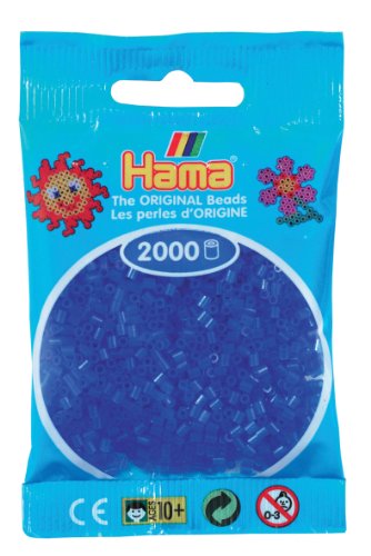 Hama Perlen 501-36 - Mini-Perlen 2000 Stück neon-blau von Hama