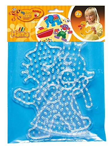 Hama Perlen 8266 Stiftplatten 2er Set für Maxi Bügelperlen mit Durchmesser 10 mm, Motive Prinzessin und Clown in transparent, kreativer Bastelspaß für Groß und Klein von Hama Perlen