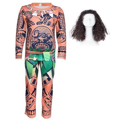 Hamanasu Maui Vaiana Kostüm für Kinder Jungen Maui Kostüm Tops und Hosen für Geburtstag Party Karneval Halloween Cosplay Braun 100 von Hamanasu