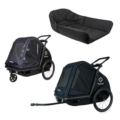 hamax Hundefahrradanhänger mit Bett und Regenverdeck Pluto L navy blue/black von Hamax