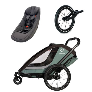 Hamax Kinderfahrradanhänger Cocoon ONE Einsitzer green/black inkl. Jogger Rad und Babysitz von Hamax