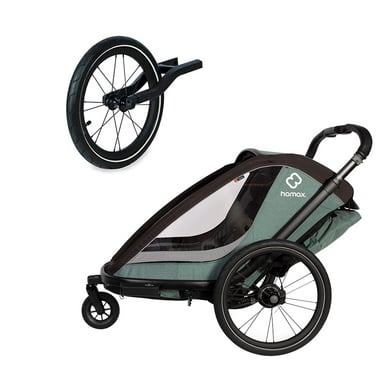 hamax Kinderfahrradanhänger Cocoon ONE Einsitzer green/black inkl. Jogger-Rad von Hamax