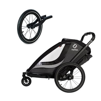 hamax Kinderfahrradanhänger Cocoon ONE Einsitzer grey/black inkl. Jogger-Rad von Hamax