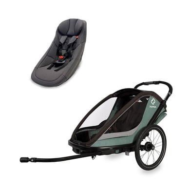 hamax Kinderfahrradanhänger Cocoon Zweisitzer green/black inkl. Babysitz für Outback/Avenida und Traveller von Hamax