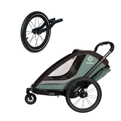 hamax Kinderfahrradanhänger Cocoon Zweisitzer green/black inkl. Jogger Rad von Hamax