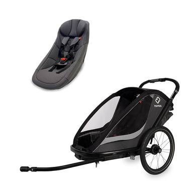 hamax Kinderfahrradanhänger Cocoon Zweisitzer grey/black inkl. Babysitz für Outback/Avenida und Traveller von Hamax