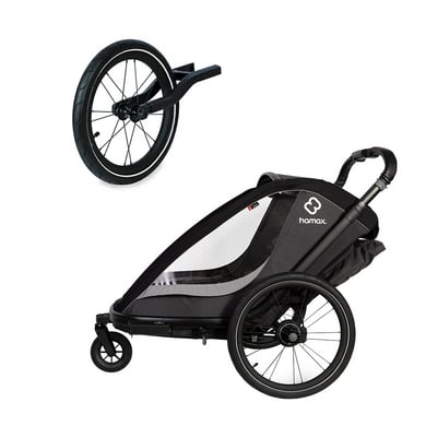 hamax Kinderfahrradanhänger Cocoon Zweisitzer grey/black inkl. Jogger Rad von Hamax