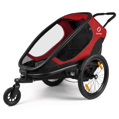 hamax Kinderfahrradanhänger Outback ONE mit Rückenlehnenverstellung Red/Black von Hamax