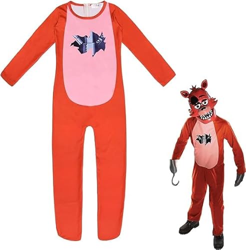 FNAF Cosplay-Kostüme, grüner Dinosaurier, 3D-Overall, Halloween-Overall, Fasching, Bodysuit, Sicherheitsverletzung, Foxy-Kostüm mit Maske, Fuchs, 130 von Hamender