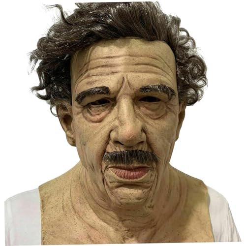 Halloween Old Man Mask Horror Realistische Gesichtsmaske Atmungsaktive Weiche Latexmaske für Halloween Cosplay Kostüm Maskerade Streiche Halloween (A) von Hamender