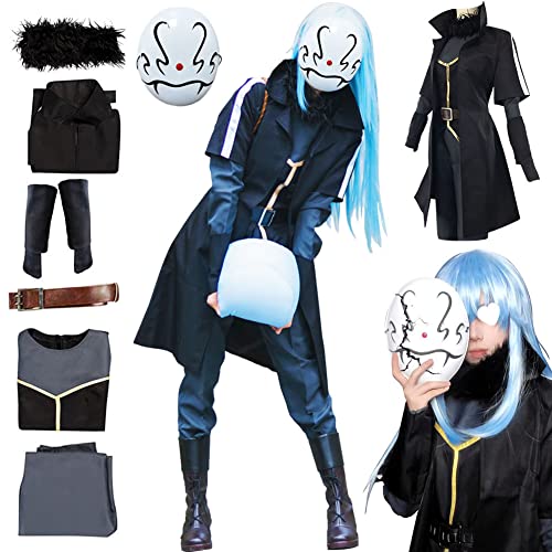 Han shan Rimuru Cosplay Kostüm Rimuru Cosplay Outfit Uniform Anime Kostüm Anzug Komplettes Set Halloween (R01 (Maske), 2XL) von Han shan